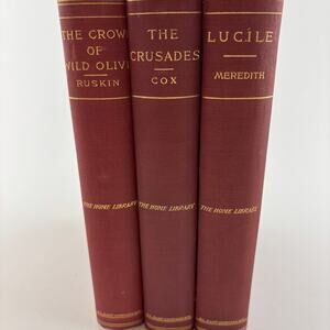Antique Red Book Bundle Gold Lettering Decor 1906 Vintage Set
